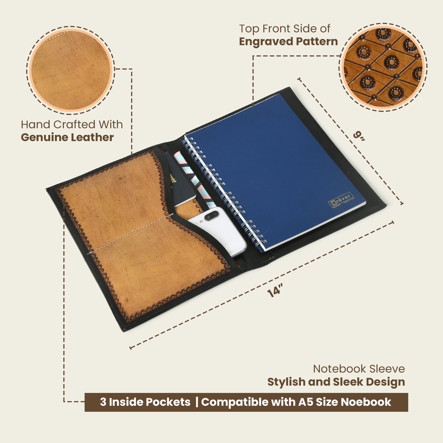 Classic Leather Notebook - Refillable Writing Journal