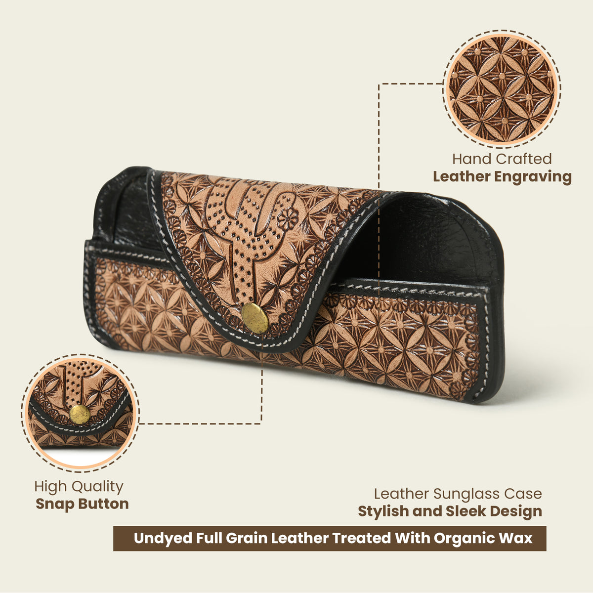 Elephant pattern leather sunglasses case, view 5 of 8