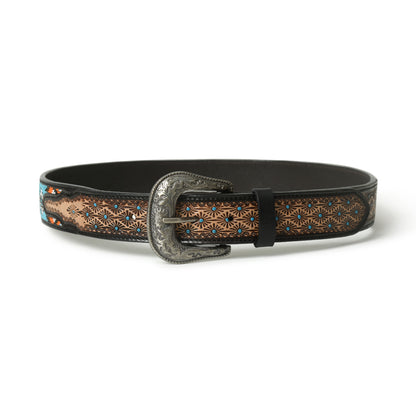 Handcrafted Beaded Leather Belt - Western Decorative Design