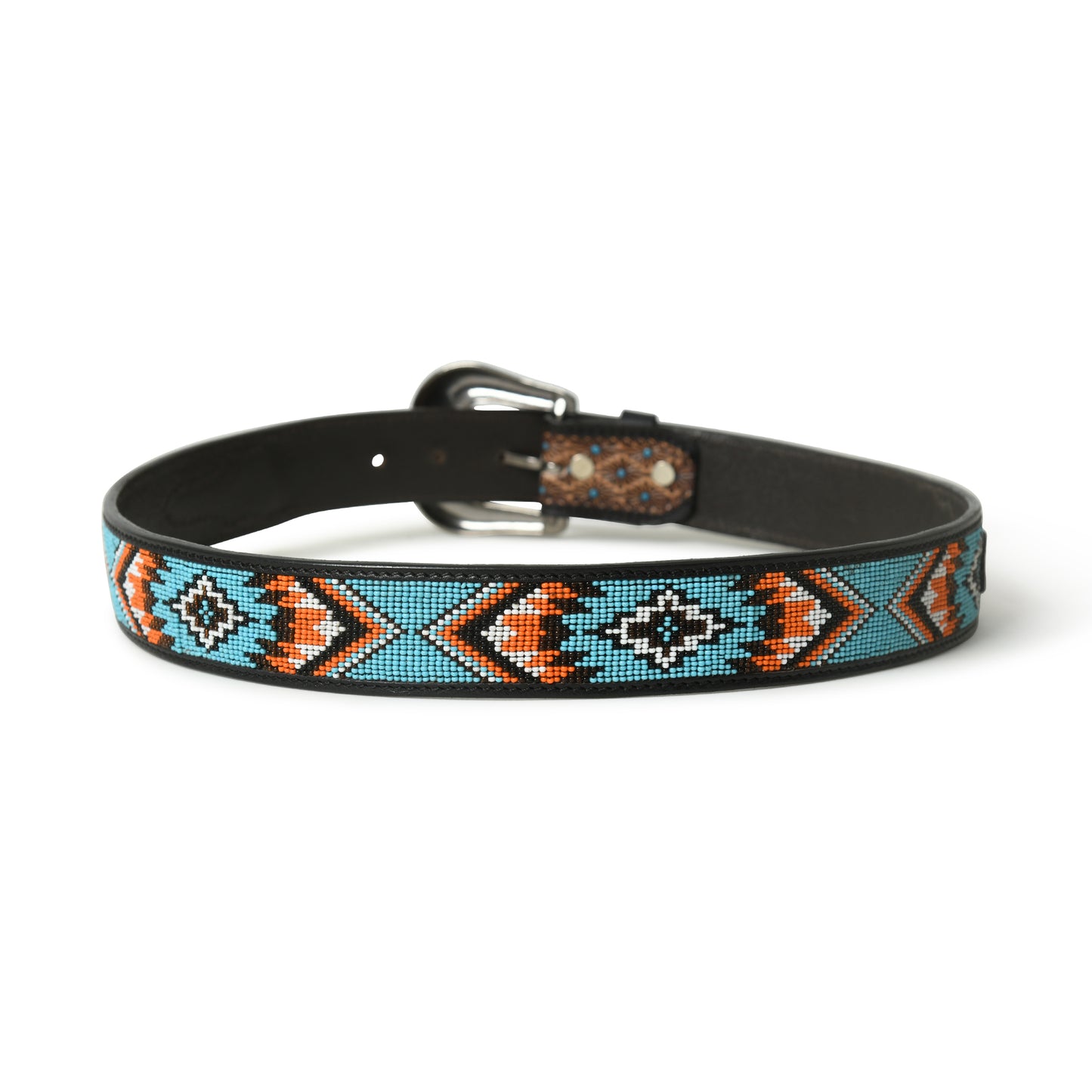 Handcrafted Beaded Leather Belt - Western Decorative Design