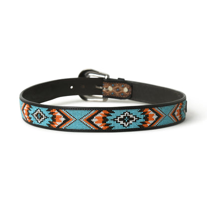 Handcrafted Beaded Leather Belt - Western Decorative Design