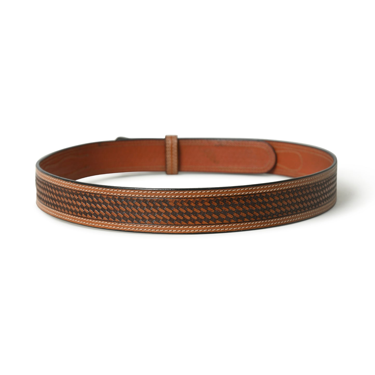 Basket Weave Textured Leather Belt - Handcrafted Premium Quality