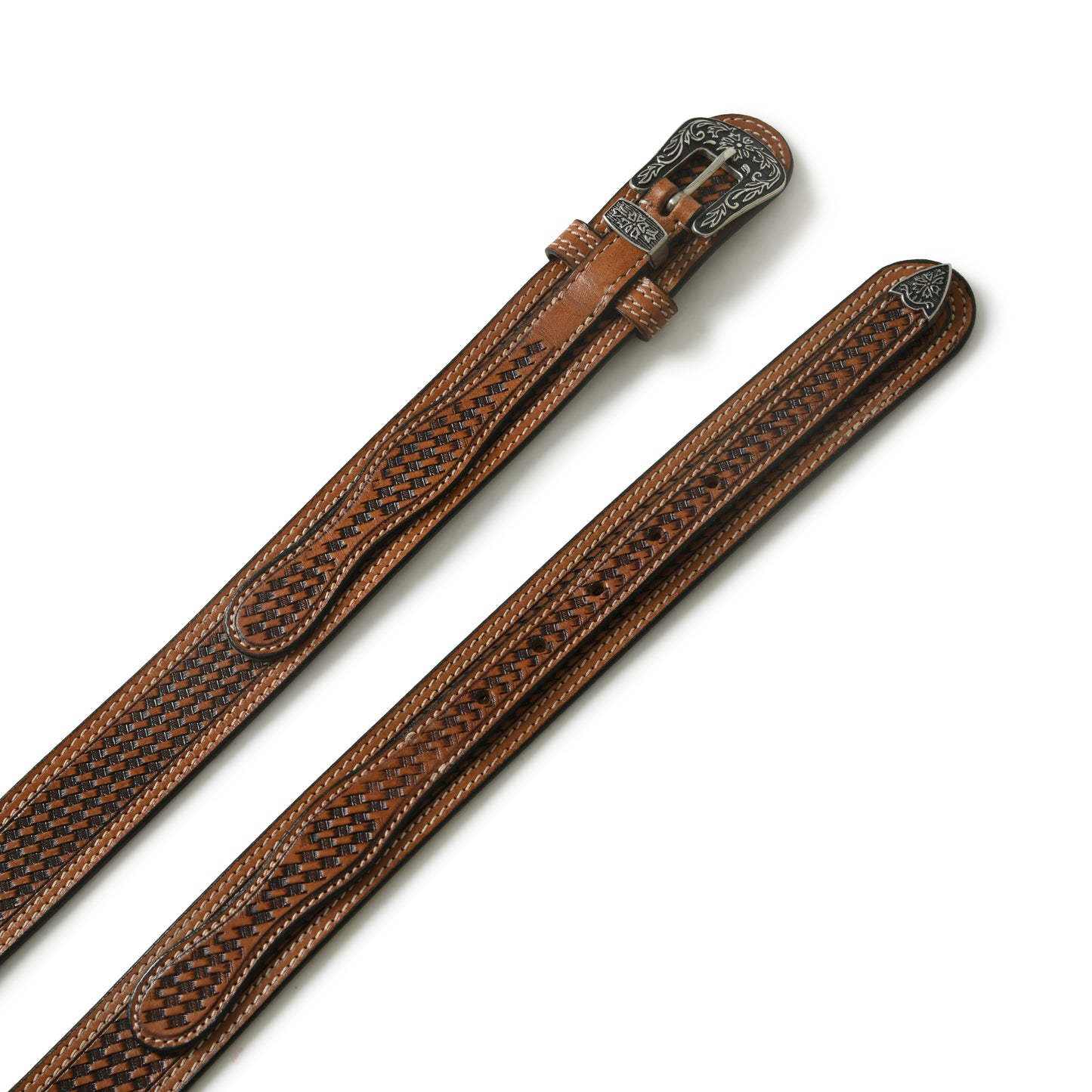 Basket Weave Textured Leather Belt - Handcrafted Premium Quality