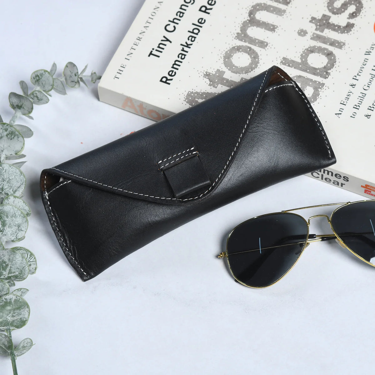 Envelope leather sunglasses case, view 3 of 8