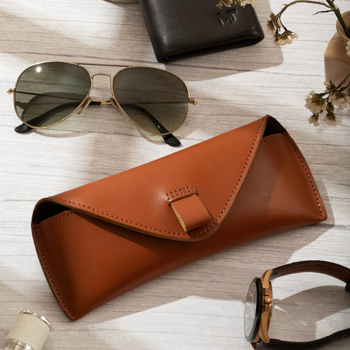 Envelope leather sunglasses case, view 8 of 8