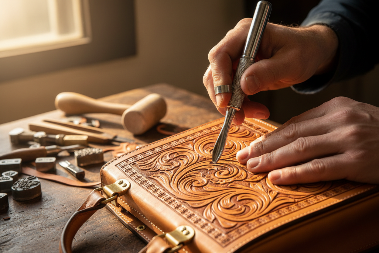 hand carving and tooling hand bags